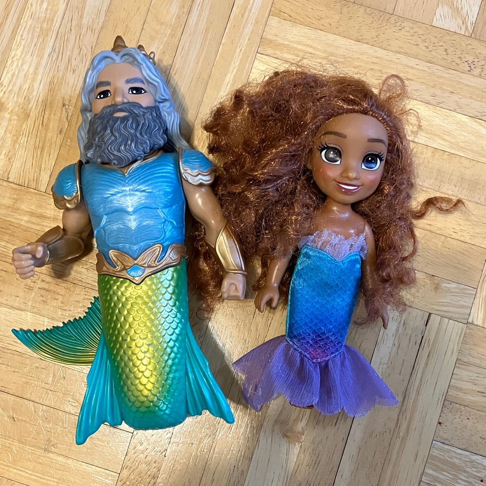 Little Mermaid Ariel & King Triton petite playset dolls